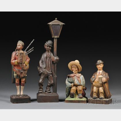 Four German Carved Whistlers