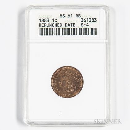 1883 Indian Head Cent, ANACS MS61RB. Estimate $40-60