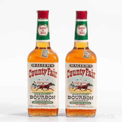 Hallers County Fair 4 Years Old 1961, 2 4/5 quart bottles 