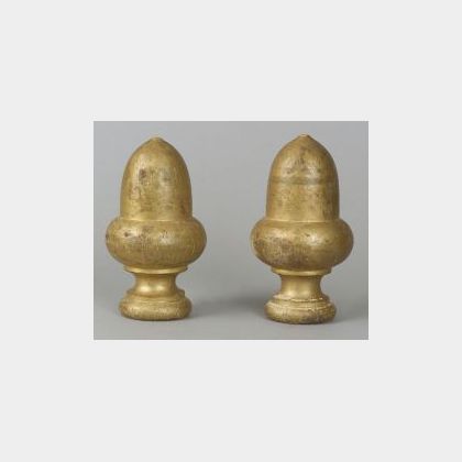 Pair of Turned and Gilded Acorn Finials