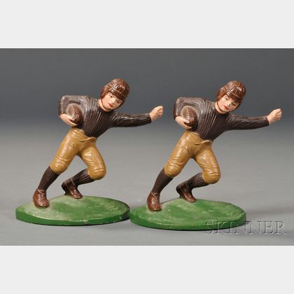 Pair of Cast Iron Football Player Bookends