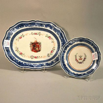 Chinese Export Porcelain Armorial-decorated Tray and Plate