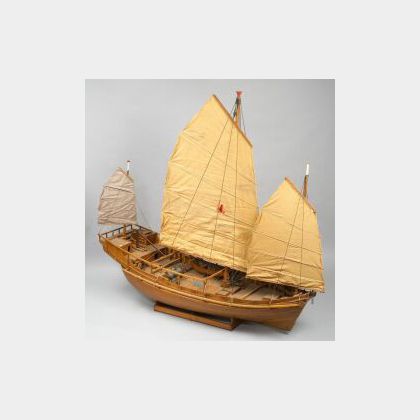 Ship Builder&#39;s Model of a Three-Masted Chinese Junk