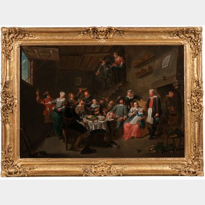 Dutch School, 19th Century Family and Servants Gathered in a Tavern