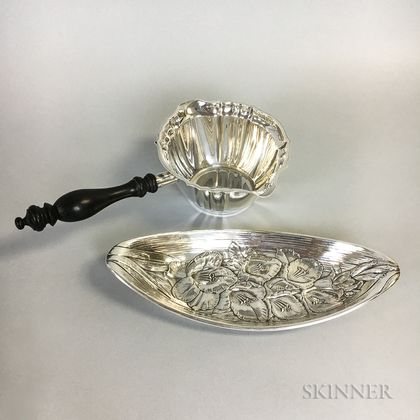 Gorham "Chippendale" Sterling Silver Sauceboat and Wallace Sterling Silver Repousse Lily Tray