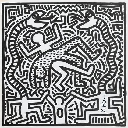 After Keith Haring (American, 1958-1990) Album Insert for Malcolm McLaren's Duck Rock