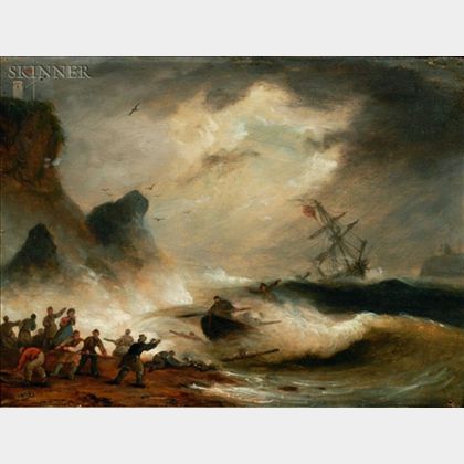 Thomas Luny (British, 1759-1837) Lot of Two Images of The Wreck of the Brig Warren of Whitehaven...