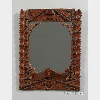 Blackf Forest Carved Military-themed Mirror