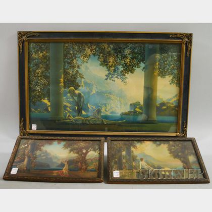 Framed Maxfield Parrish and Two R. Atkinson Fox Prints