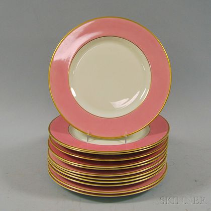 Set of Twelve Frederick Lunning Porcelain Dinner Plates
