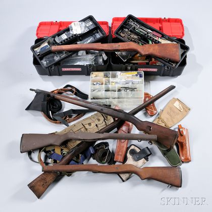 Large Group of Modern Gun Parts, Stocks, Magazines, Holsters, Etc.