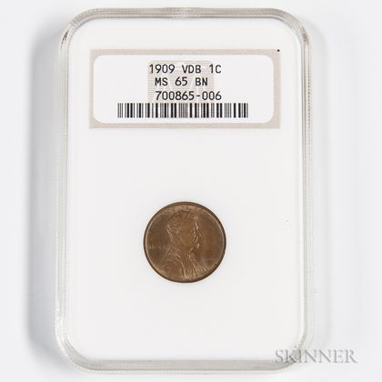 1909 VDB Lincoln Cent, NGC MS65BN. Estimate $30-50