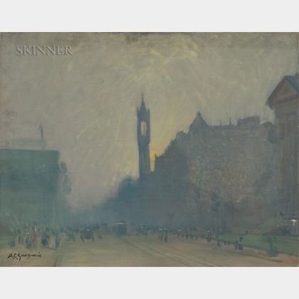 Arthur Clifton Goodwin (American, 1866-1929) Sunset on Boylston Street, Boston