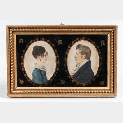 Pair of Profile Portrait Miniatures, Possibly Charles and Susan Hastings