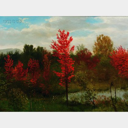 Albert Bierstadt (German/American, 1830-1902) Autumn, Summit Woods, New Jersey