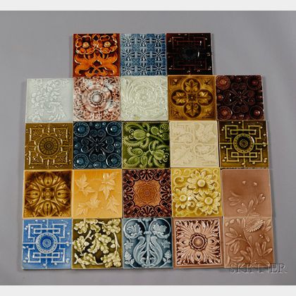 Twenty-three Decorated Tiles: Various Makers