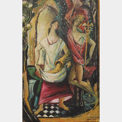 Lot of Three Works: American School, 20th Century, Allegory of Fortuna and Mercury, Protectors of Commerce