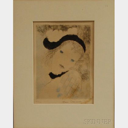 Marie Laurencin (French, 1885-1956) Tete d'Arlequine