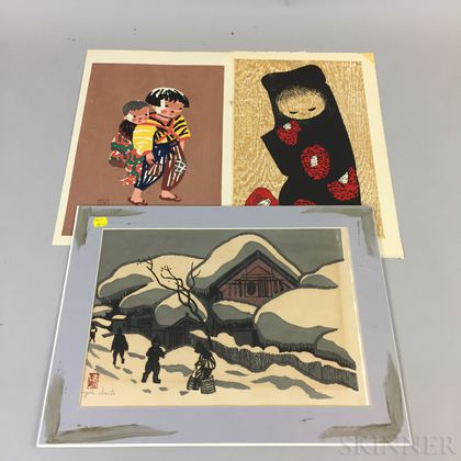 Three Modern Woodblock Prints