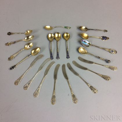 Group of Sterling Silver Butter Knives and Demitasse Spoons