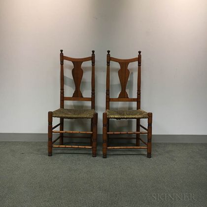 Two Queen Anne Maple Yoke-back Side Chairs