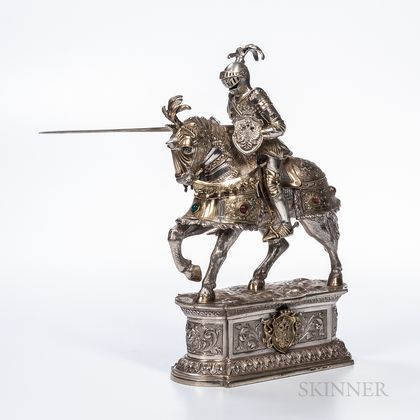 German Sterling Silver Figure of a Knight on Horseback