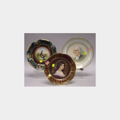 Three Continental Porcelain Cabinet Plates