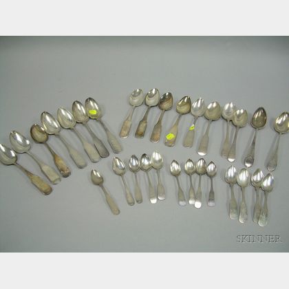 Group of Approximately Thirty Coin Silver Spoons