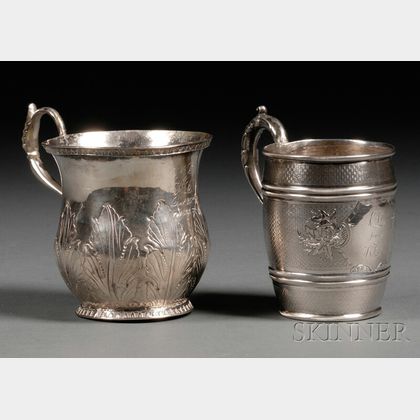 Two American Coin Silver Mugs