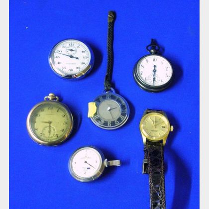 Hamilton Gold-filled 17-jewel Open Face Pocket Watch, an A.P. & Co. Open Face Pocket Watch, Two Stopwatches, an... 