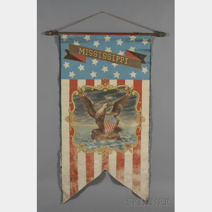 Polychrome-painted Centennial Banner Depicting the State Seal of Mississippi