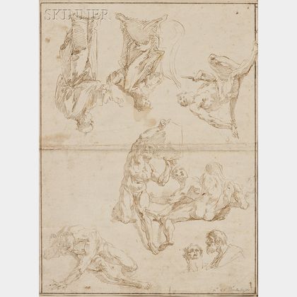 Francesco Salvator Fontebasso (Italian, 1709-1769) Double-sided Sheet of Figure Studies
