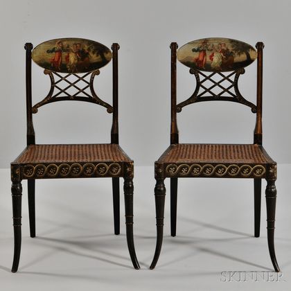 Pair of English Regency Painted Chairs