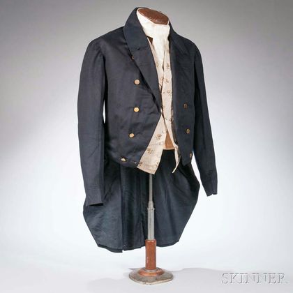 Wedding Frock Coat, Waistcoat, and Cravat Belonging to Rufus Erastus Crane