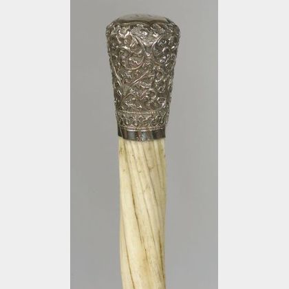 English Silver-topped Narwhal Cane