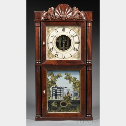 Silas B. Terry Carved-crest Mahogany Shelf Clock