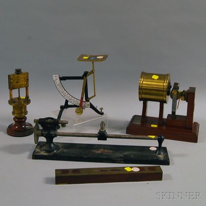 Group of Miscellaneous Wood and Brass Scientific Equipment