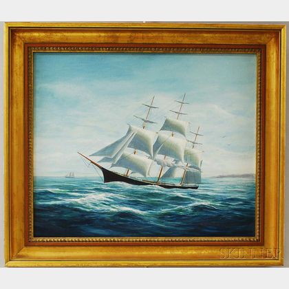 Robert Lee Perry (Massachusetts/Maine, 1909-1991) Portrait of the Clipper Ship Lightning.