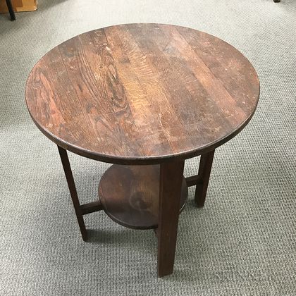 Arts and Crafts Oak Round-top Occasional Table