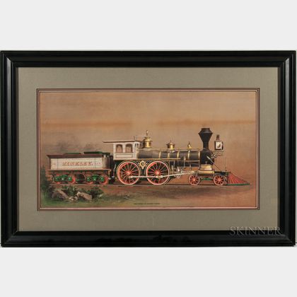 Train, Locomotive, Railroad Illustration, 19th Century, Three Prints and a Drawing.