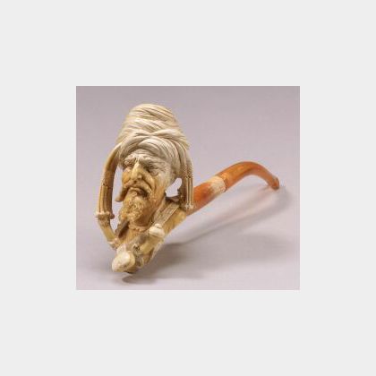Meerschaum Pipe Carved with Bust of Arabian Chieftain