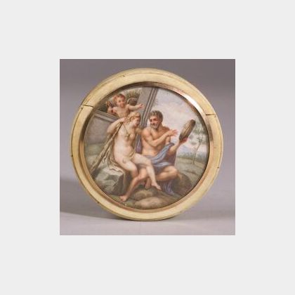 Ivory and Tortoiseshell Snuff Box Mounted with Miniature Painting
