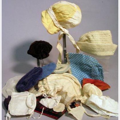 Fifteen Miscellaneous Doll's Hats and Bonnets