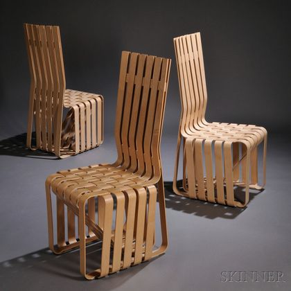 Eight Frank Gehry High Sticking Chairs