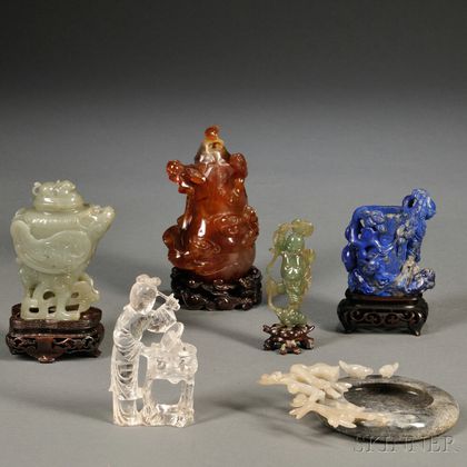 Six Carved Hardstone Items