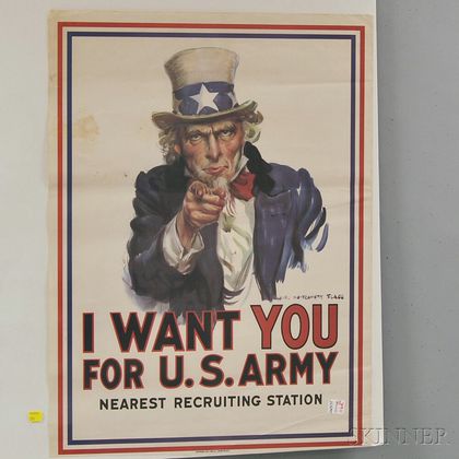 Two James Montgomery Flagg/Uncle Sam WWI Recruitment Lithograph Posters