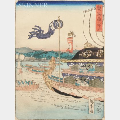 Hiroshige II (1826-1869) and Toyokuni I (1769-1825) Woodblock Print