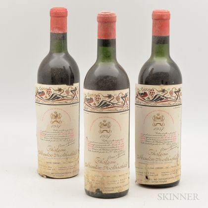 Chateau Mouton Rothschild 1957, 3 bottles 