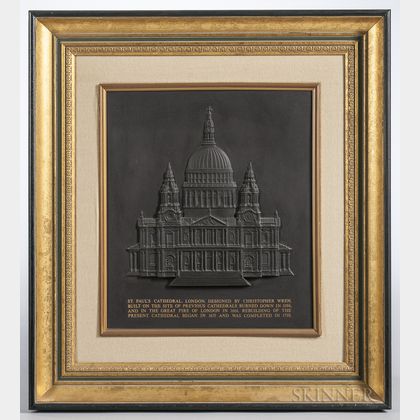 Modern Wedgwood Black Basalt Plaque of St. Paul's Cathedral