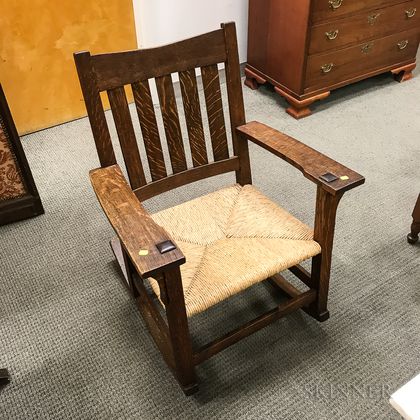 Arts and Crafts Oak Rocking Chair